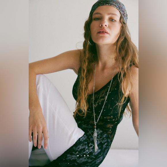 Hold ISF Free People Dandee Long Necklace in Silver and Red Agate New - Picture 2 of 6